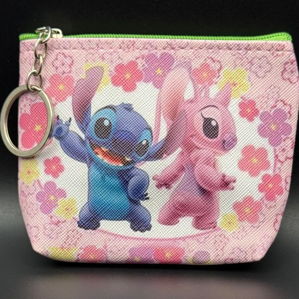 Pink Floral Coin‎ Purse Pouch Bag Keychain